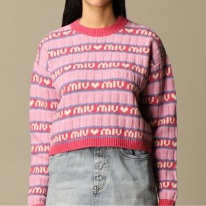 Miu Miu Pink and Purple Striped Sweater